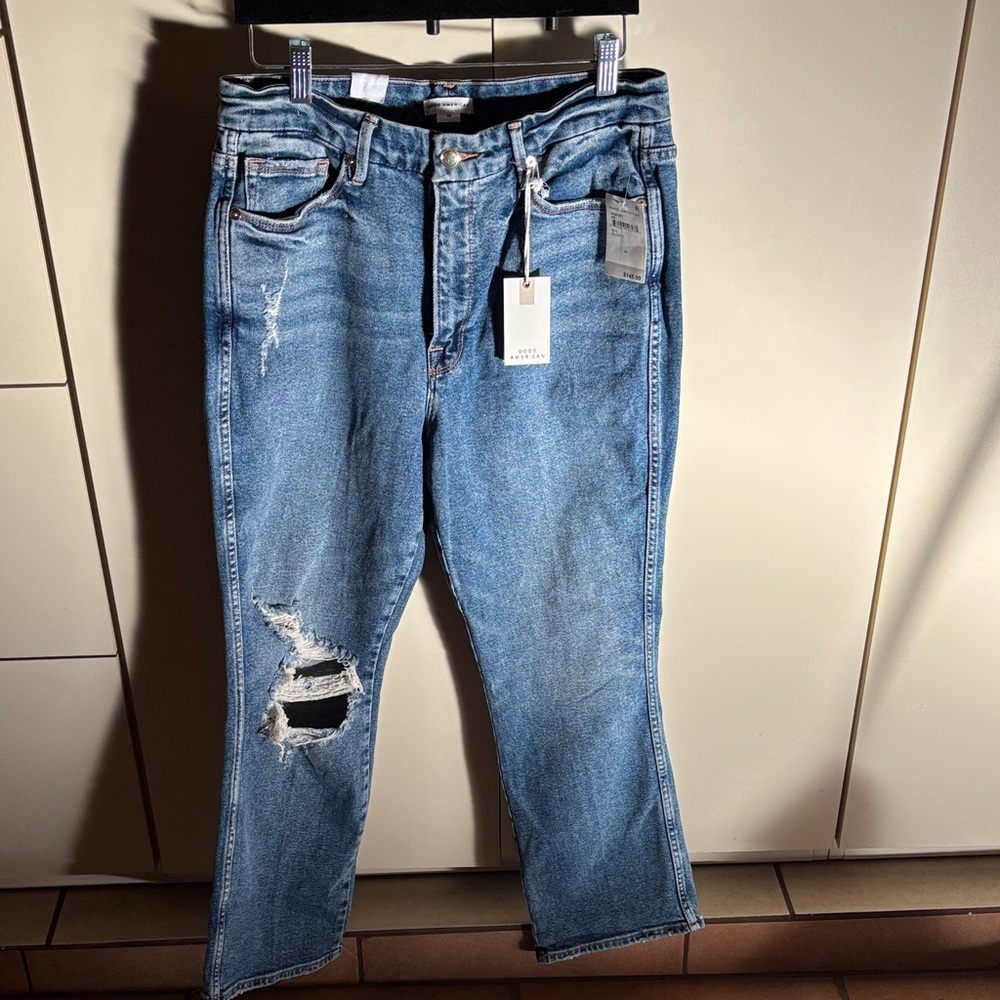 Good American Blue Straight Leg Jeans